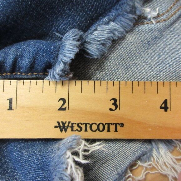 AMERICAN EAGLE Hi-Rise Shortie Womens Size 0 Frayed Hem Ripped Denim Jean Shorts - Picture 16 of 16